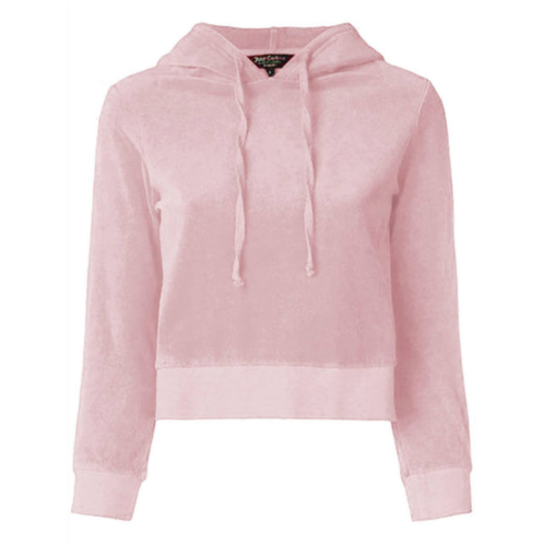 Juicy Couture velour shrunken hoodie in silver pink