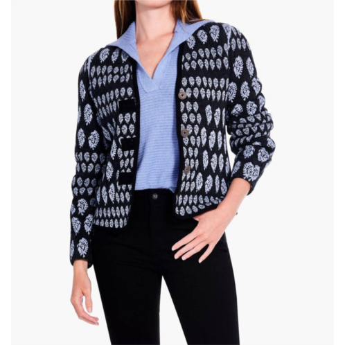 Nic + Zoe quilted eclipse knit jacket in blue multi