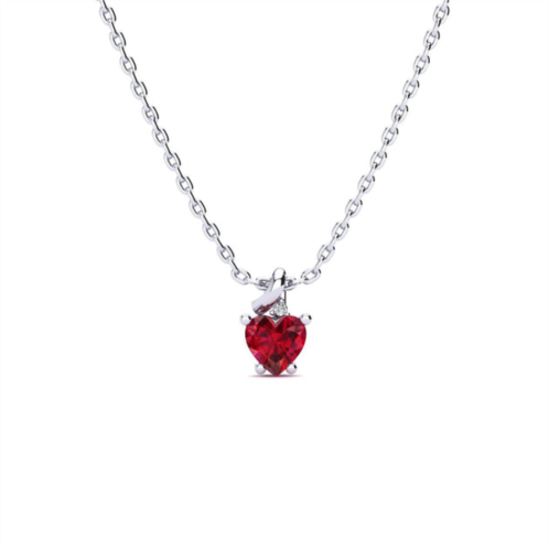 SSELECTS 1/2ct created ruby and diamond heart necklace in 10k white gold