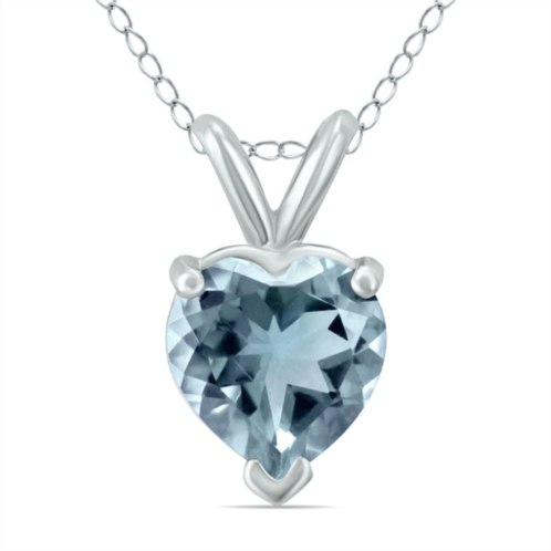 SSELECTS 14k 5mm heart aquamarine pendant