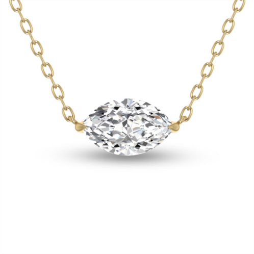SSELECTS lab grown 1/2 carat floating marquise diamond solitaire pendant in 14k yellow gold