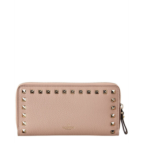 Valentino rockstud grainy leather zip around wallet