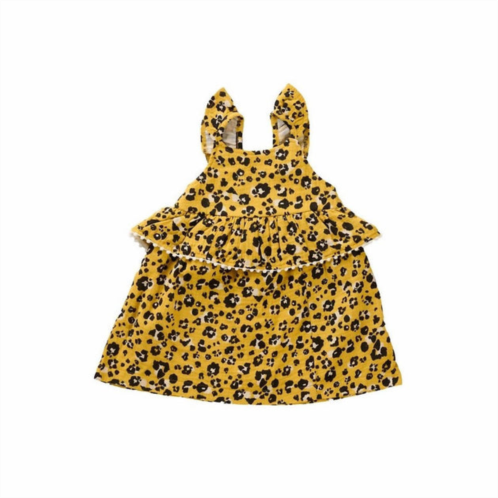 Mudpie girls leopard dress in yellow