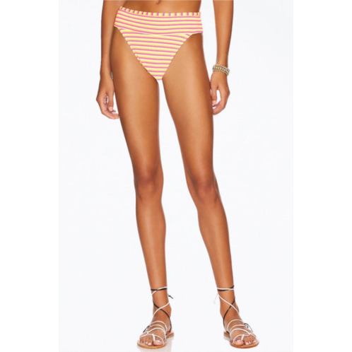 Montce tamarindo binded high-leg bikini bottom in neon stripe
