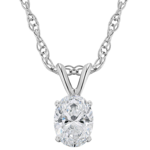 Pompeii3 1/3ct certified lab grown oval diamond solitaire pendant white gold necklace