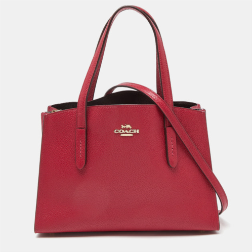 Coach /pink grained leather charlie carryall tote