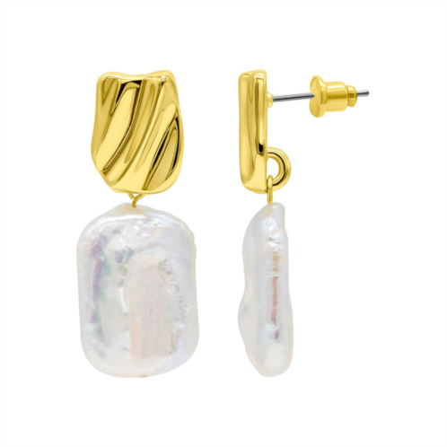Adornia 14k gold plated freshwater pearl coin drop earrings