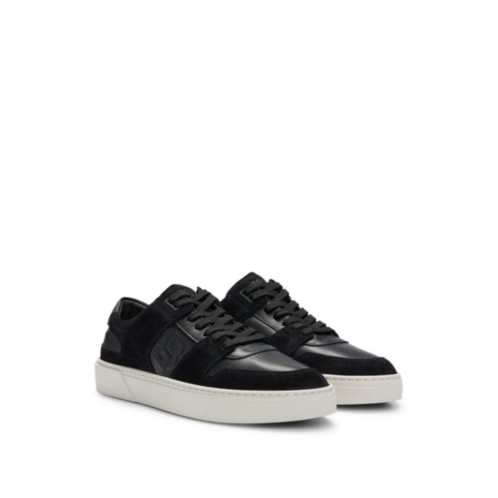 BOSS gary double-monogram trainers in suede and leather