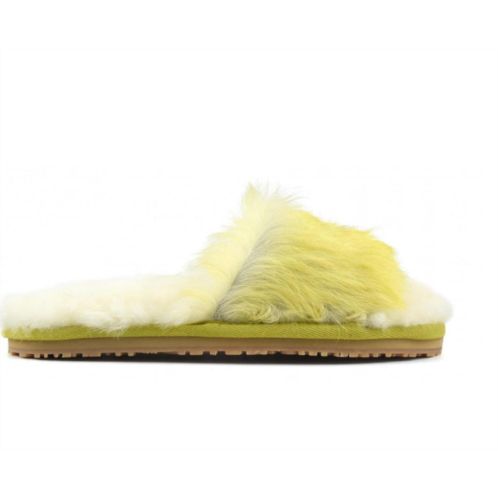 Mou ponyskin fur slide slipper in yellow/white