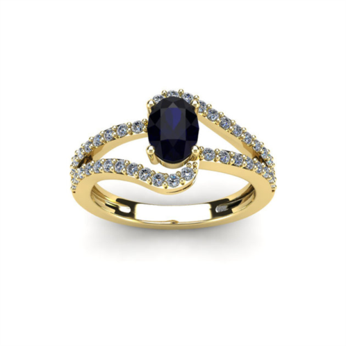 SSELECTS 1 1/2 carat oval shape sapphire and fancy diamond ring in 14 karat yellow gold