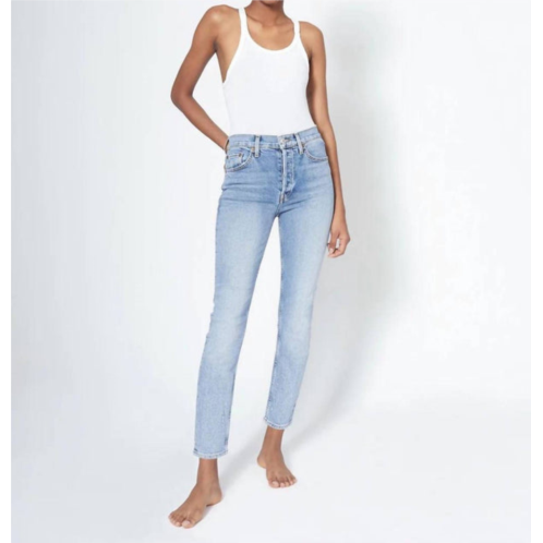 RE/DONE 90s high rise ankle crop jean in mid 90s
