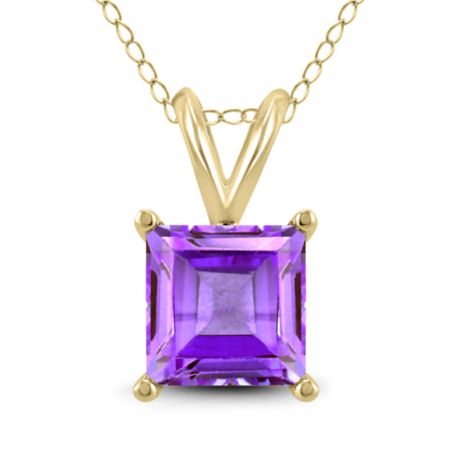 SSELECTS 14k 5mm square amethyst pendant
