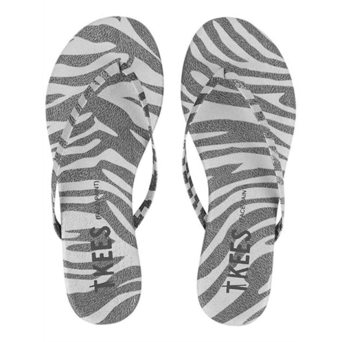 TKEES leather flip flops in silver zebra