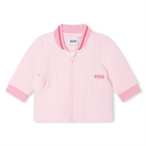 BOSS pink logo zip up cardigan