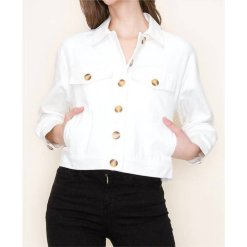 STACCATO collared button down jacket in ivory