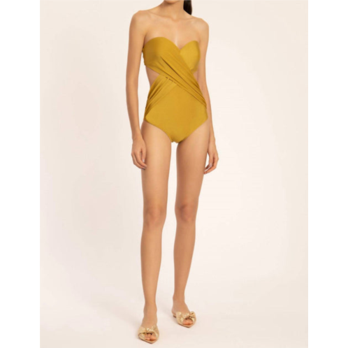 ADRIANA DEGREAS solid strapless swimsuit with cut-outs in citrus