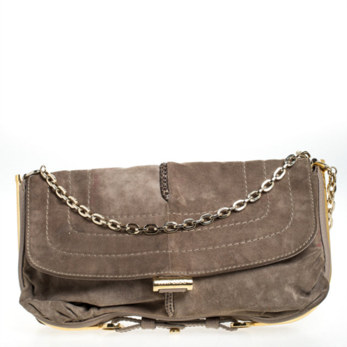 Jimmy Choo beige nubuck and leather flap shoulder bag