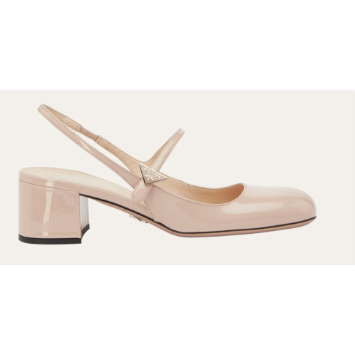 Prada womens patent leather mary jane slingback pumps shoes in nude