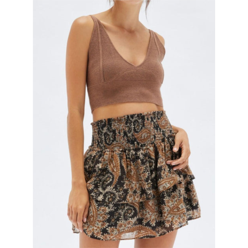 MINKPINK persian paradise mini skirt in black/brown