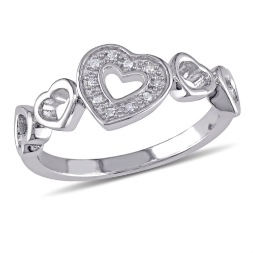 Mimi & Max diamond heart ring in sterling silver