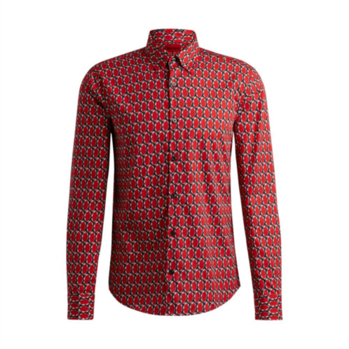 HUGO slim-fit shirt in abstract-printed cotton poplin