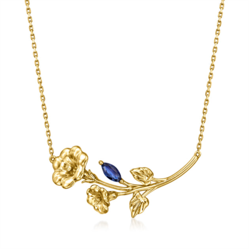 RS Pure by ross-simons sapphire morning glory flower necklace in 14kt yellow gold