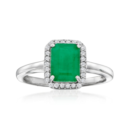 Ross-Simons emerald and . diamond ring in 14kt white gold