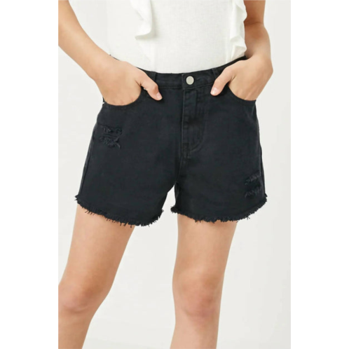 Hayden LA girls distressed denim shorts in black