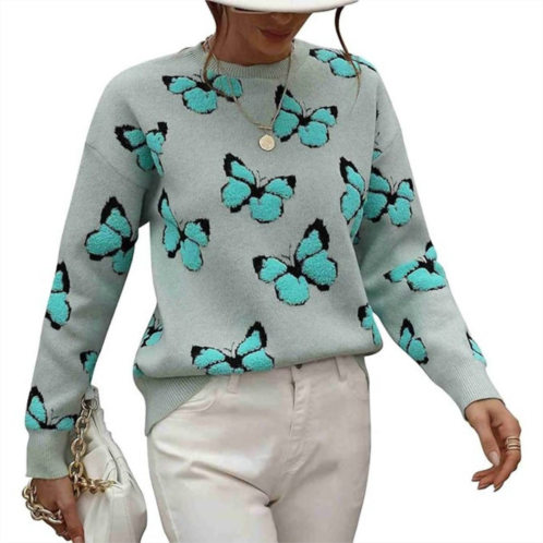 Miss Sparkling beautiful butterflies sweater in teal