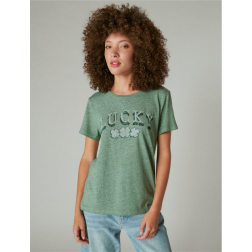 Lucky Brand womens lucky arch classic crew