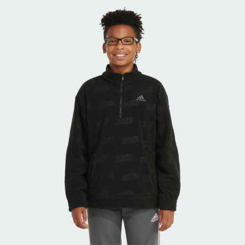 Adidas kids long sleeve brand love printed cozy half-zip pullover