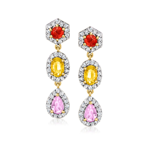 Ross-Simons multicolored sapphire and . white topaz drop earrings in 18kt gold over sterling