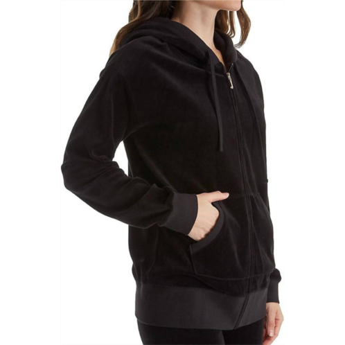 Juicy Couture beachwood solid velour hoodie jacket in black