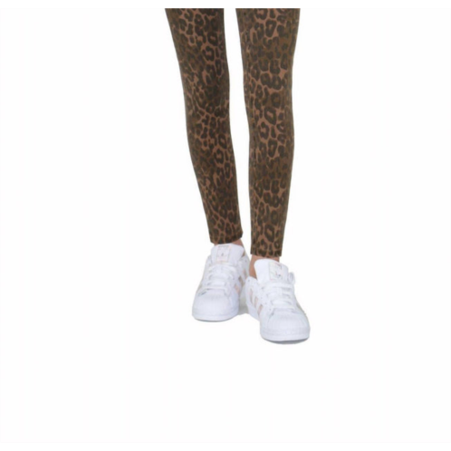 Tractr diane mid rise kids leopard skinny jeans in brown