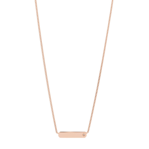 Fossil womens drew rose gold-tone stainless steel bar chain necklace