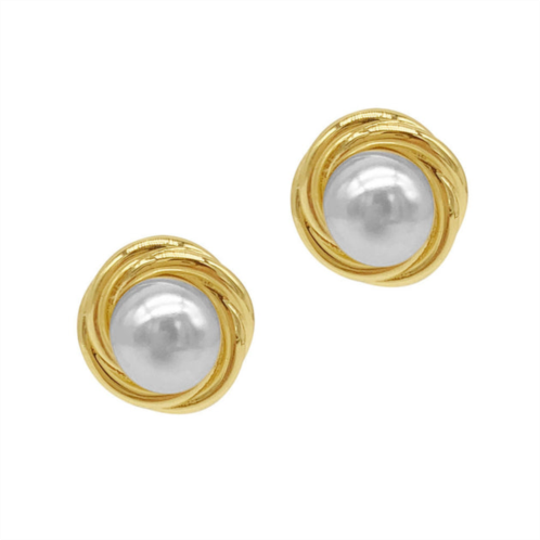 Adornia 14k gold plated pearl framed earrings