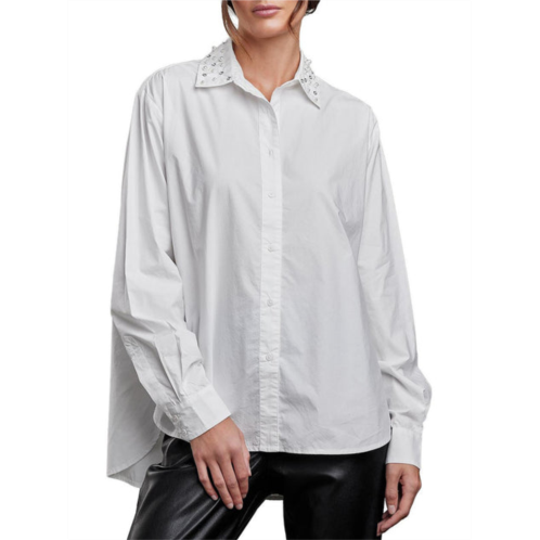 Sundays kade womens embellished collared button-down top