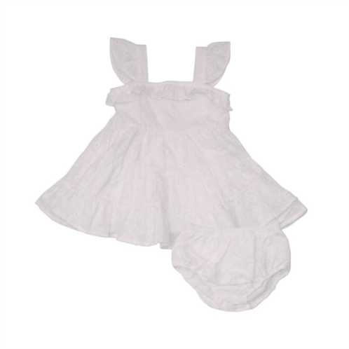 ANGEL DEAR baby tiered ruffle sundress with diaper cover in white eyelet