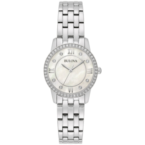 Bulova womens 22mm silver tone quartz watch 96x157