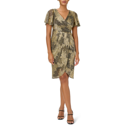 Adrianna Papell womens metallic midi cocktail and party dress