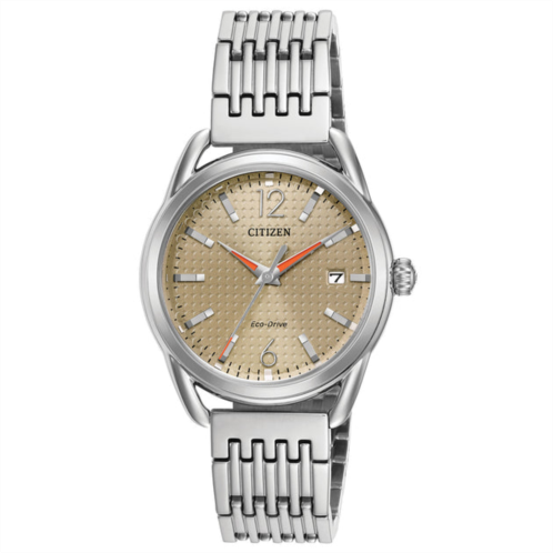 Citizen womens 34mm silver tone solar powered quartz eco-drive watch fe6080-54x