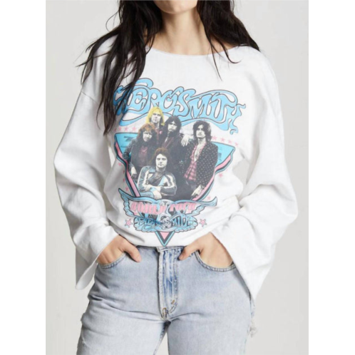 Recycled Karma aerosmith world tour bell sleeve top in white