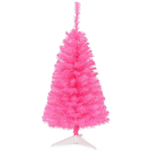 Hivvago 3 ft premium artificial christmas mini tree with stand-pink