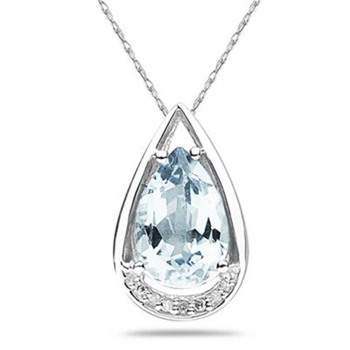 SSELECTS pear shaped aquamarine and diamond raindrop pendant in 10k
