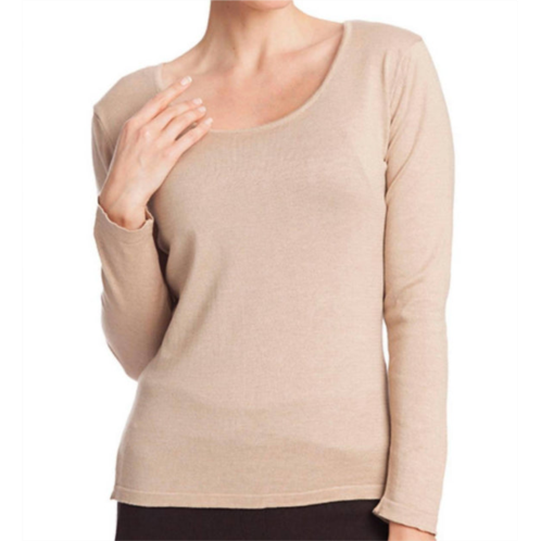 ANGEL long sleeve scoop neck top in champagne
