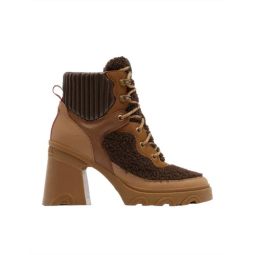 SOREL brex heel cozy boots in tawny buff, blackened brown