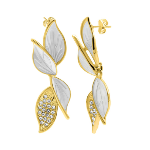 Adornia 14k gold plated crystal flower branch leaf earrings