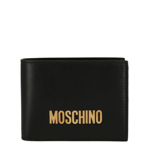 Moschino logo hardware leather bifold wallet