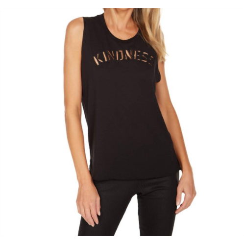 MICHAEL LAUREN dom muscle tank top with kindness cutout in black