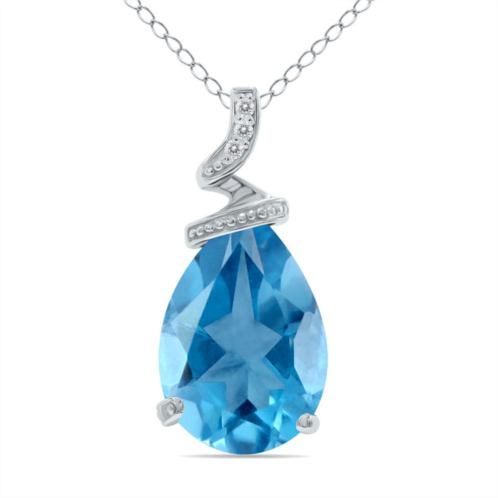 SSELECTS 5 carat pear shaped topaz & diamond pendant in 10k
